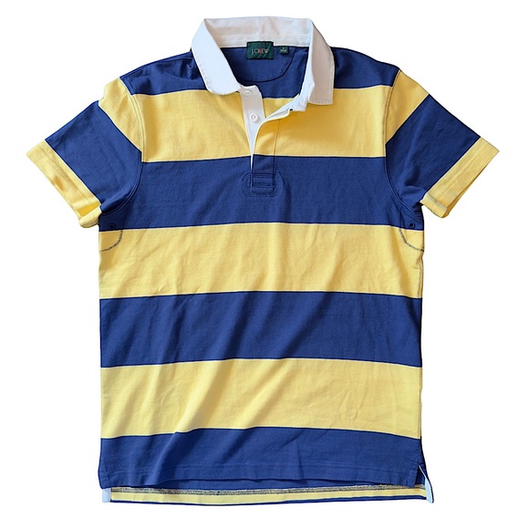 J. Crew Other - J. Crew Short Sleeve Rugby Polo Shirt in Blue Yellow Hoop Stripe